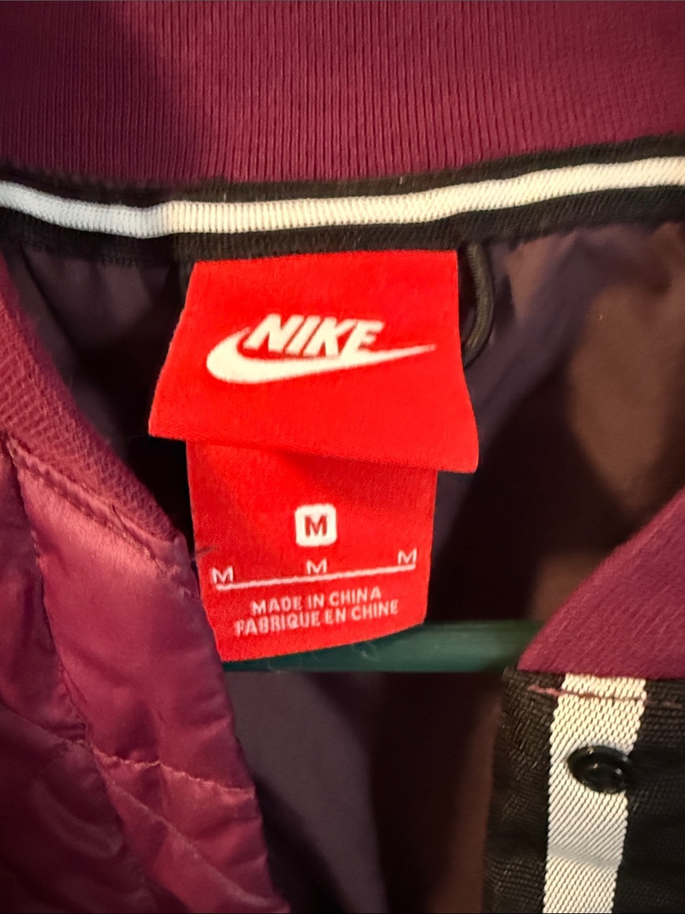 Nike Quilted Bomber Jacket - Burgundy - Picture 2 of 7